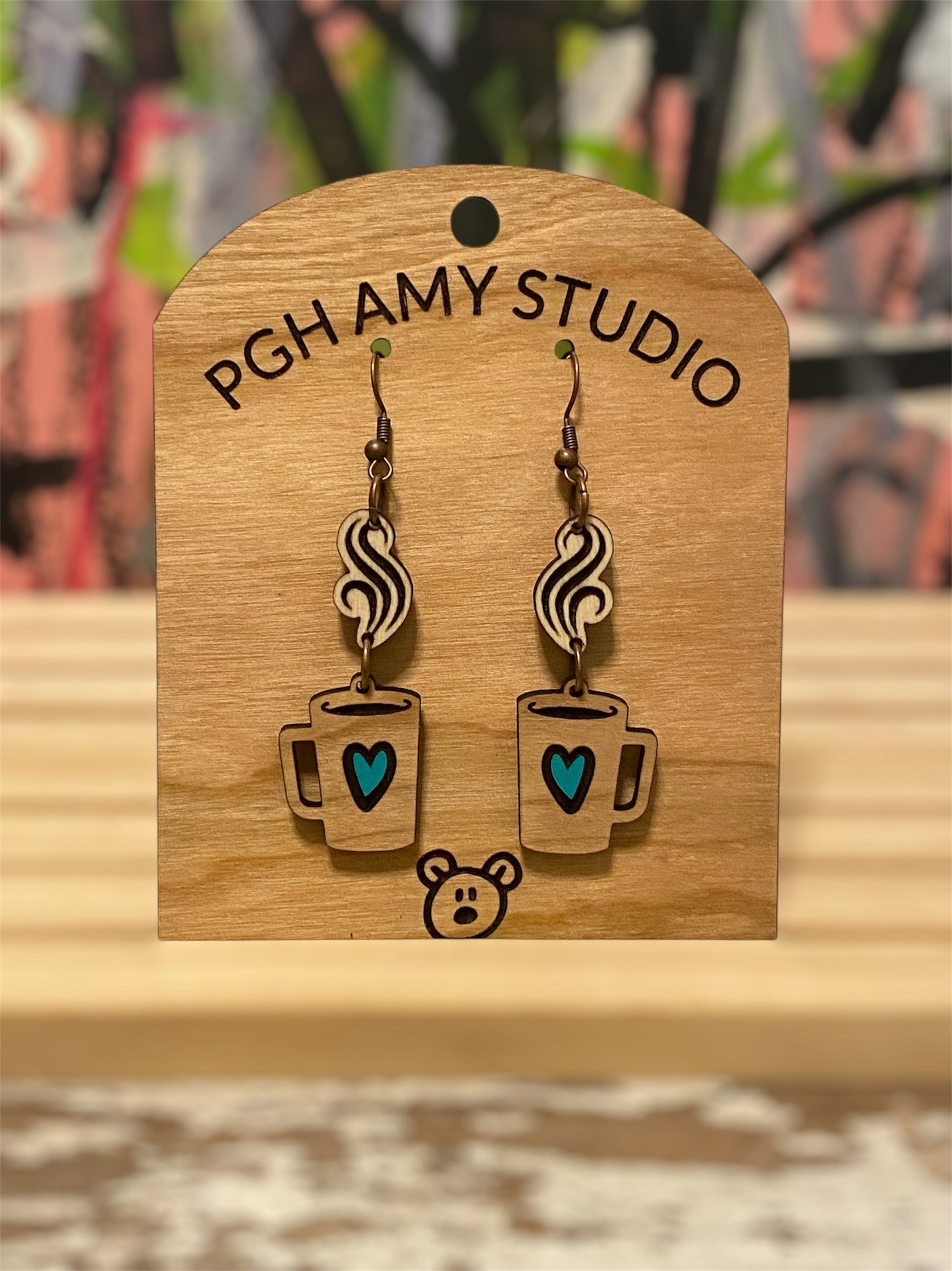 Heart Tea/Coffee/Latte Earrings (teal)