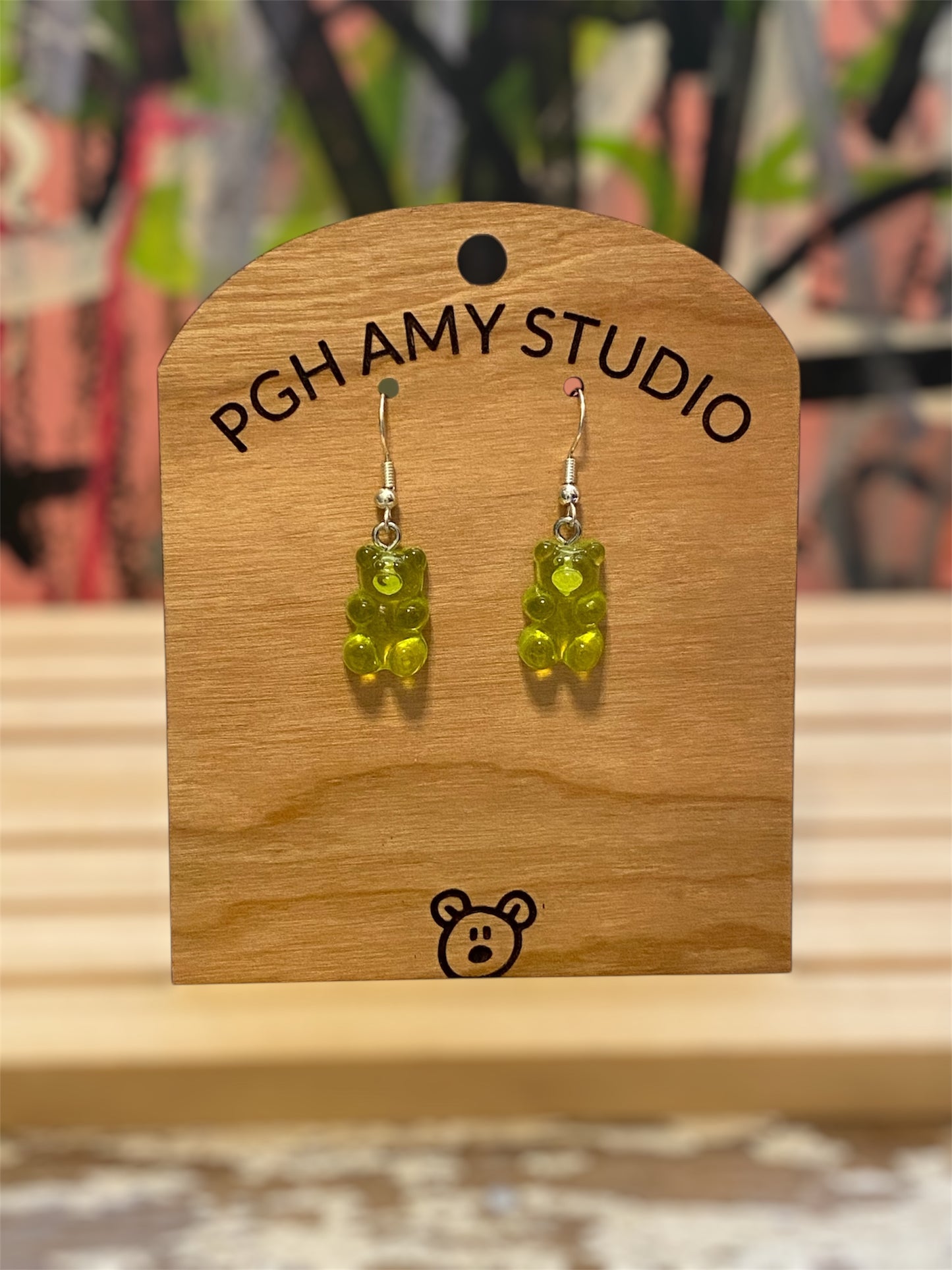 Candy Bear Earrings (green)