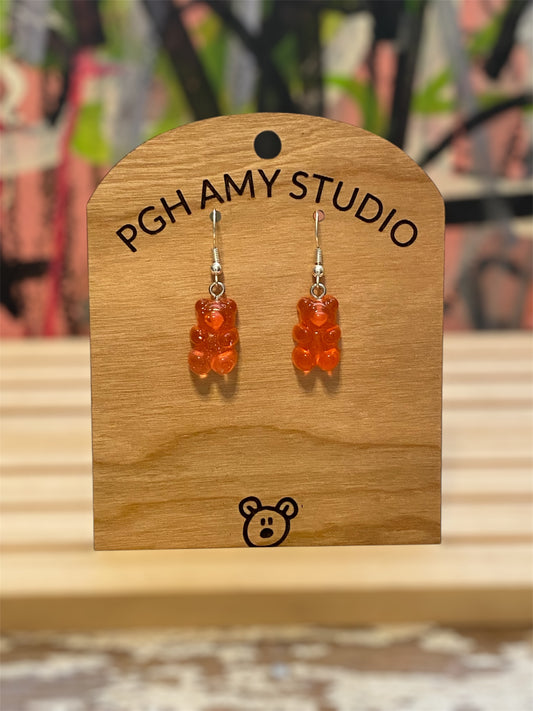 Candy Bear Earrings (red/pink)