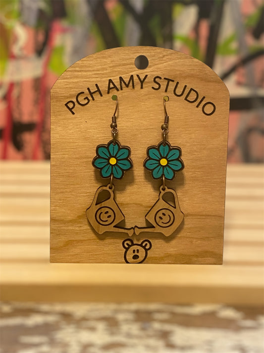 Smiley Flower Sprinkling Can Earrings