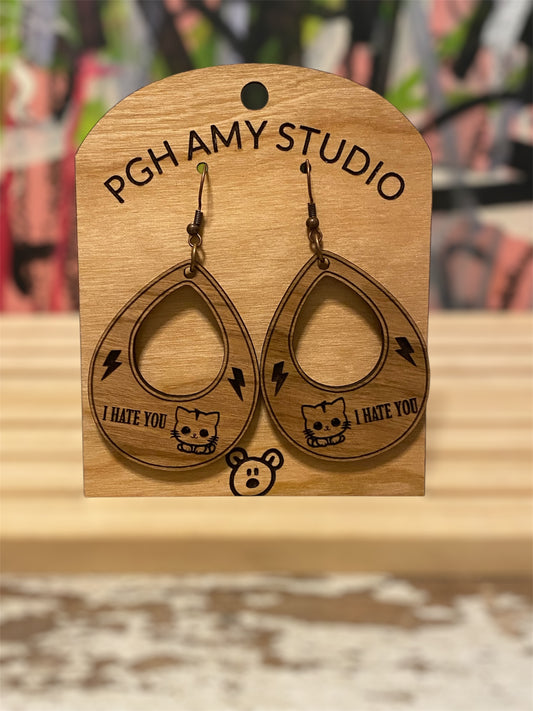 “I hate you” Cat Earrings