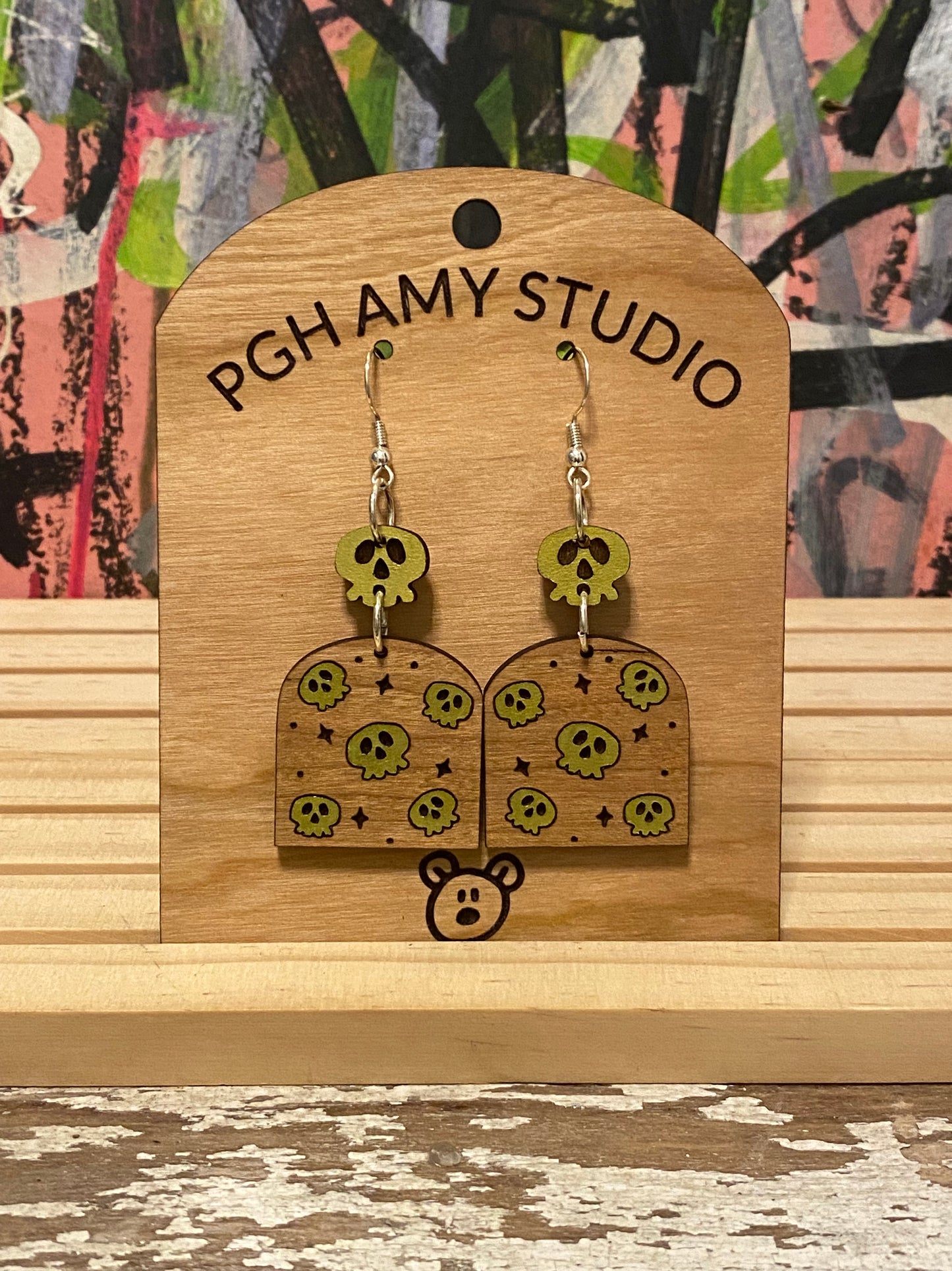 Skully Wood Earrings