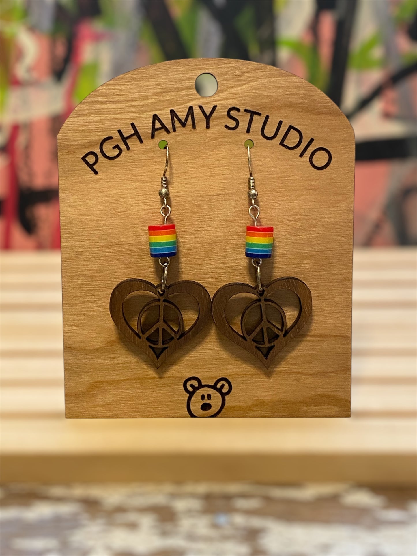 Peace, Hearts and Rainbow Earrings