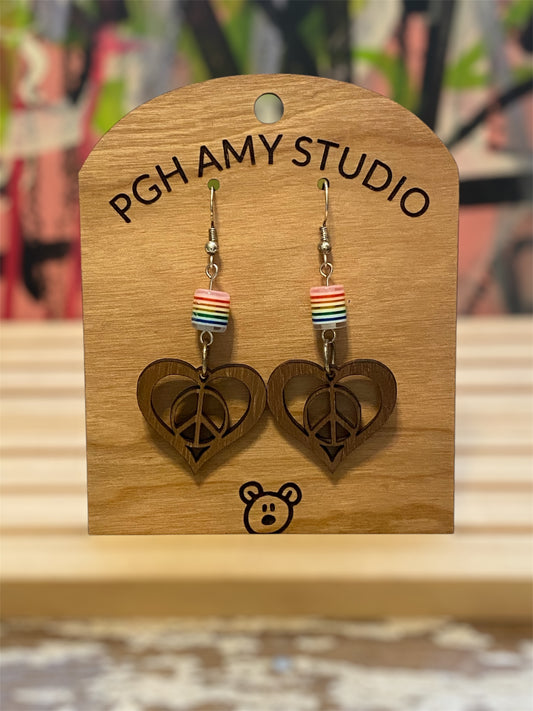 Peace, Hearts and Rainbows Earrings